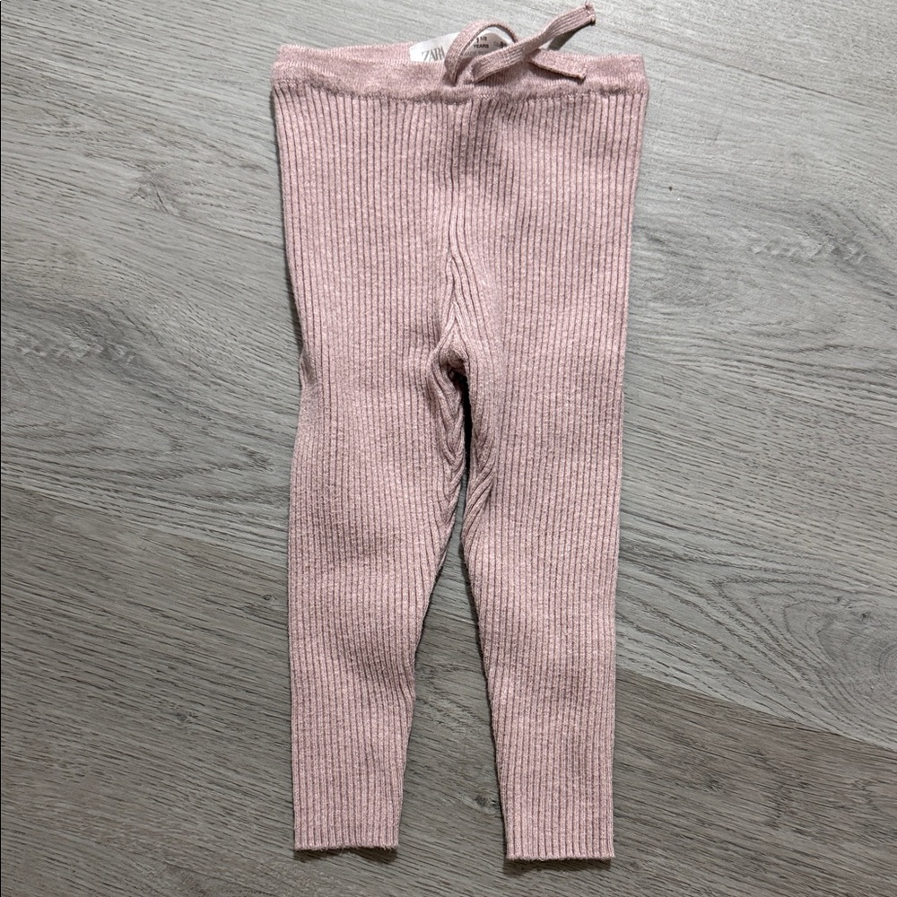 Zara Kids Light Pink Ribbed Leggings